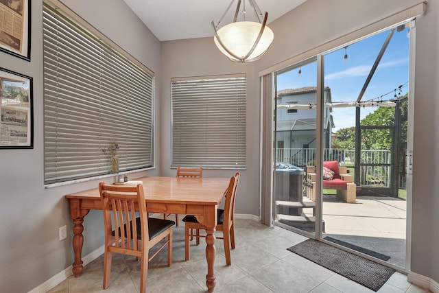 view of tiled dining room