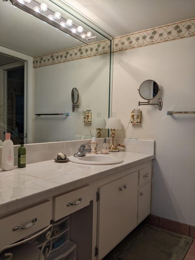 bathroom featuring vanity and tile patterned floors