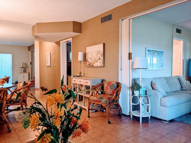 view of tiled living room