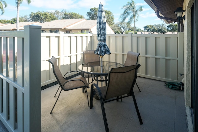 balcony with a patio area