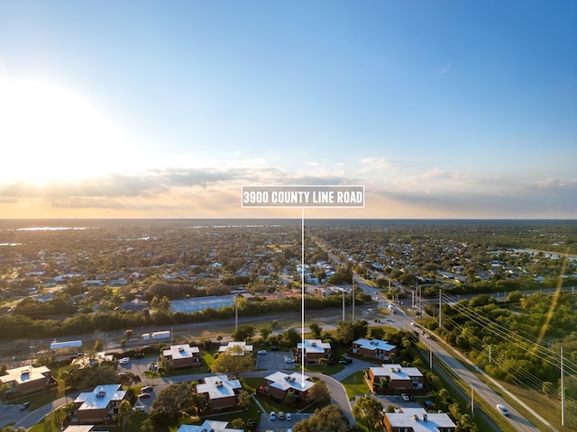 view of aerial view at dusk