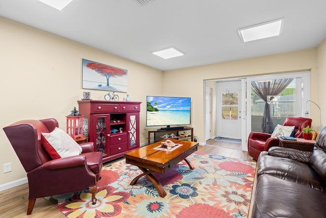 living room featuring light wood-type flooring