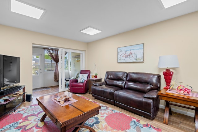 living room with light wood-type flooring