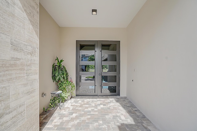 property entrance with french doors