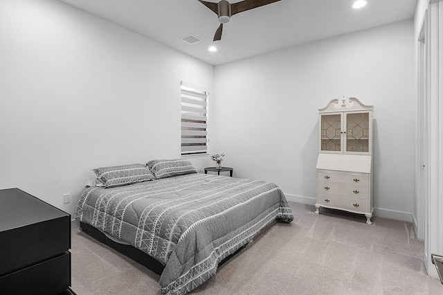 bedroom with carpet and ceiling fan