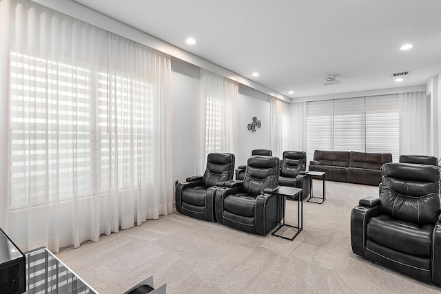 view of carpeted home theater room