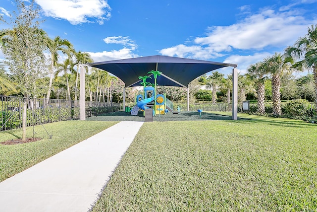 view of yard featuring a playground