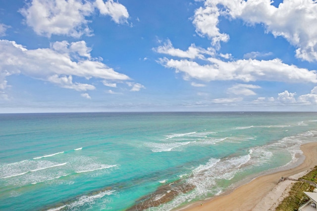 view of water feature featuring a beach view