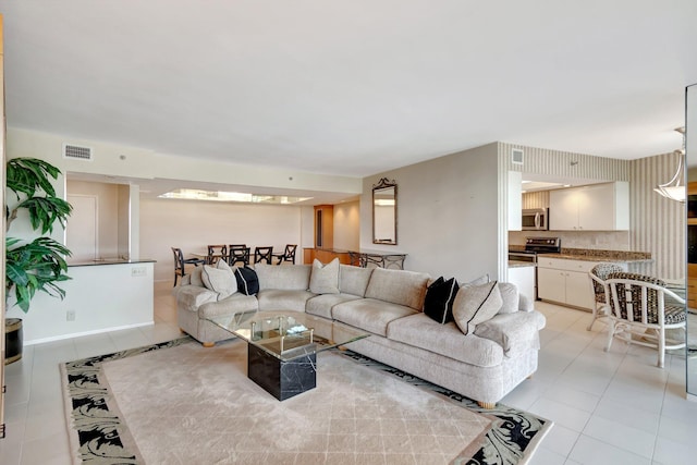 view of tiled living room