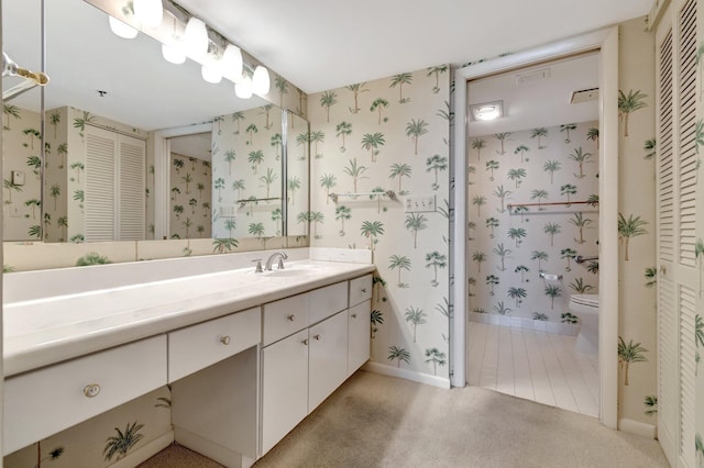 bathroom with toilet and vanity