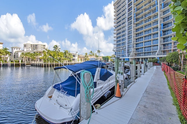 view of dock featuring a water view