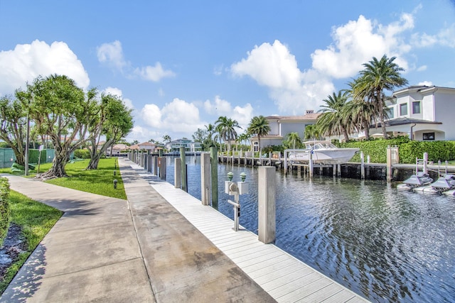 dock area featuring a water view