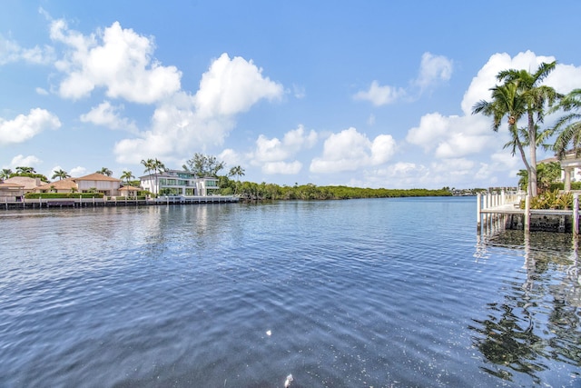 property view of water featuring a dock