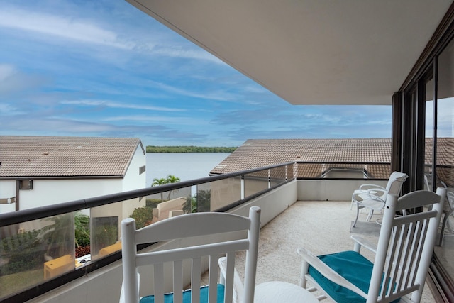 balcony with a water view