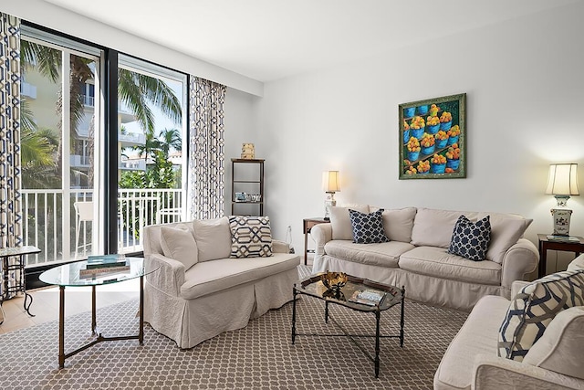 living room featuring hardwood / wood-style floors and a wealth of natural light