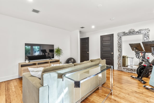 living room featuring light wood-type flooring