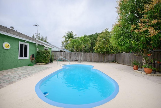 view of swimming pool with a patio area