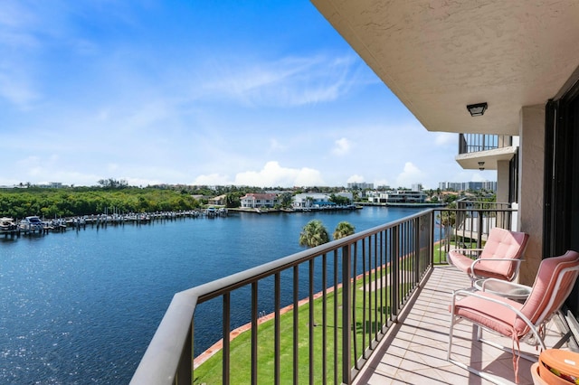 balcony with a water view