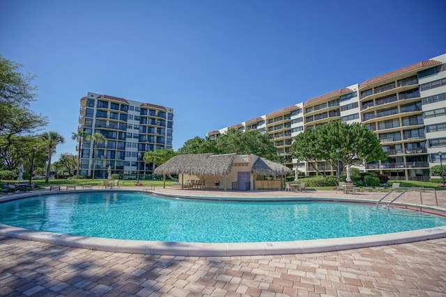 view of pool featuring a patio area