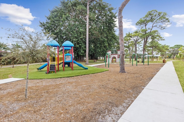 view of play area featuring a yard