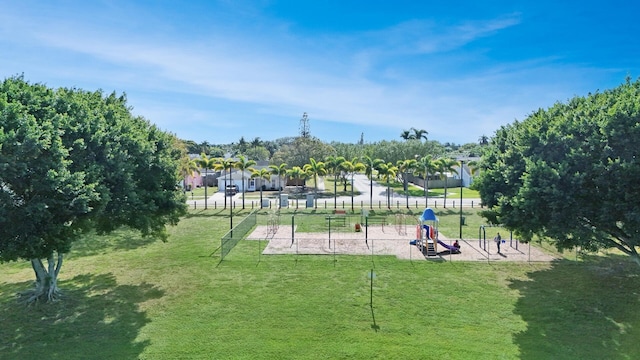 view of playground with a yard