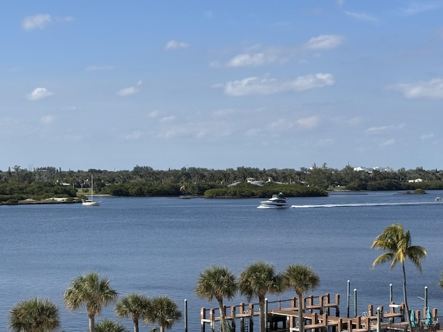 water view with a boat dock