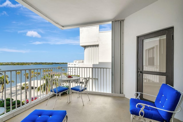 balcony with a water view