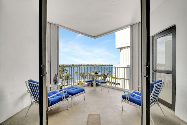 balcony with a water view