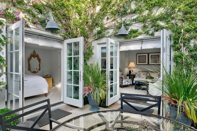 doorway with french doors