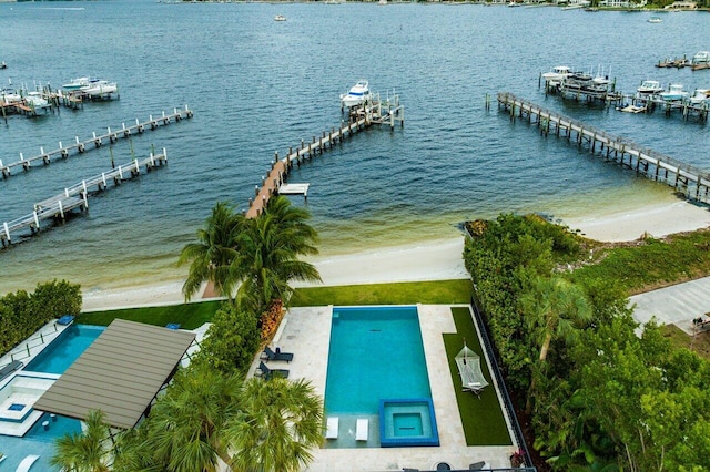 view of dock featuring a water view