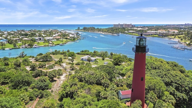 bird's eye view featuring a water view