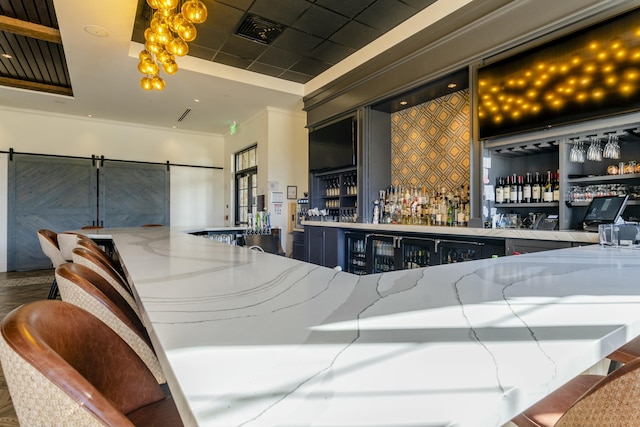 bar with light stone counters