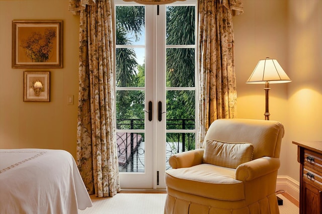 bedroom featuring french doors