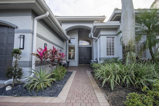 entrance to property with a garage