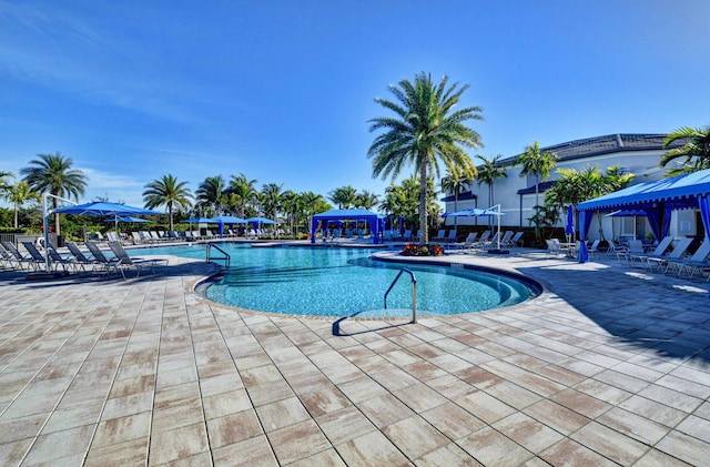 view of pool featuring a patio