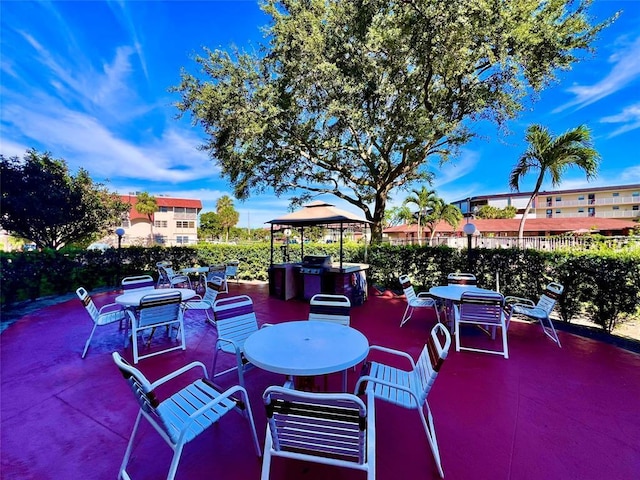 view of patio featuring a gazebo