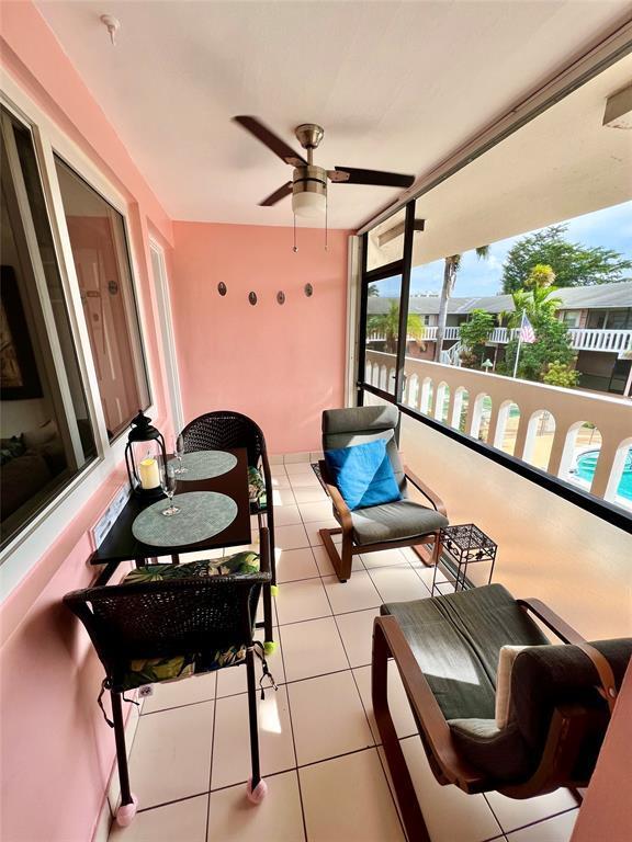 balcony with ceiling fan