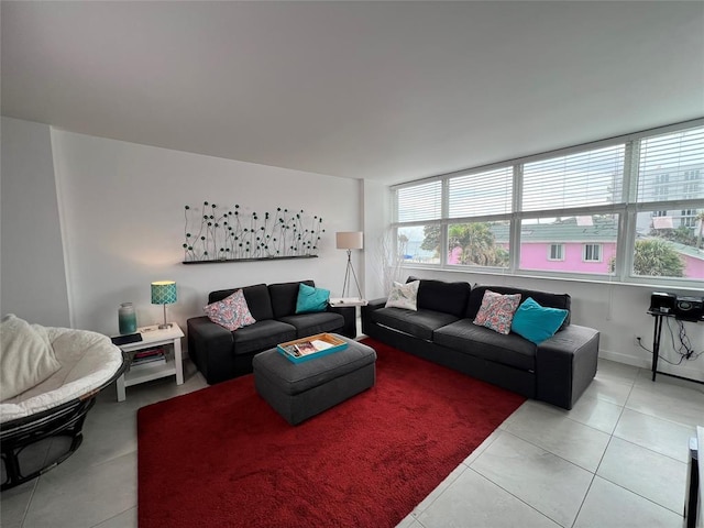 view of tiled living room