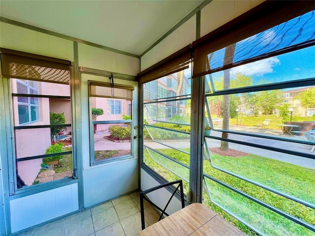 view of unfurnished sunroom