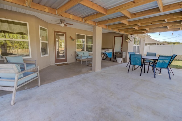 view of patio with ceiling fan