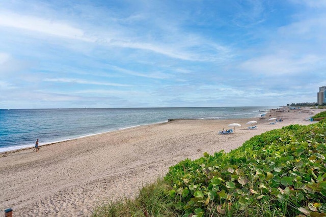 property view of water with a beach view