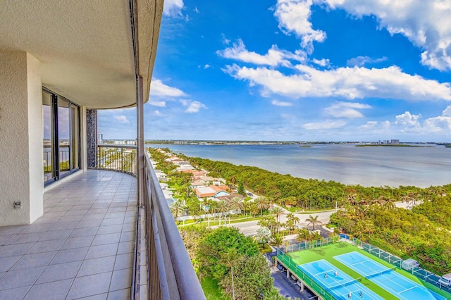 balcony with a water view