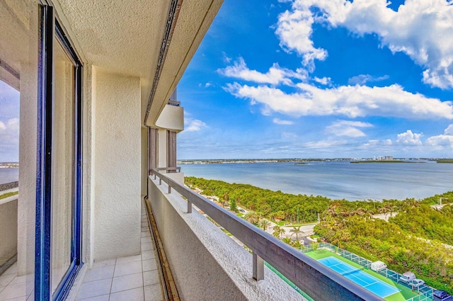 balcony with a water view