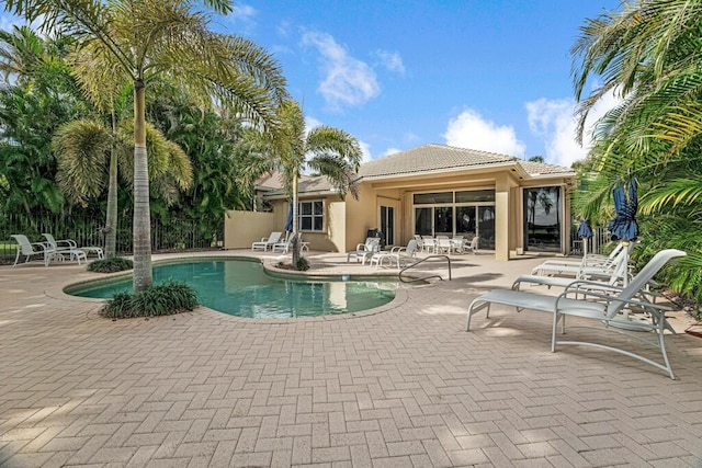 view of pool featuring a patio area