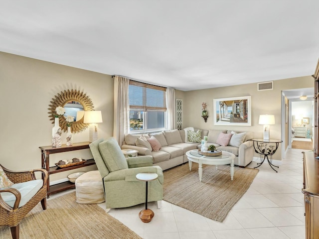 view of tiled living room