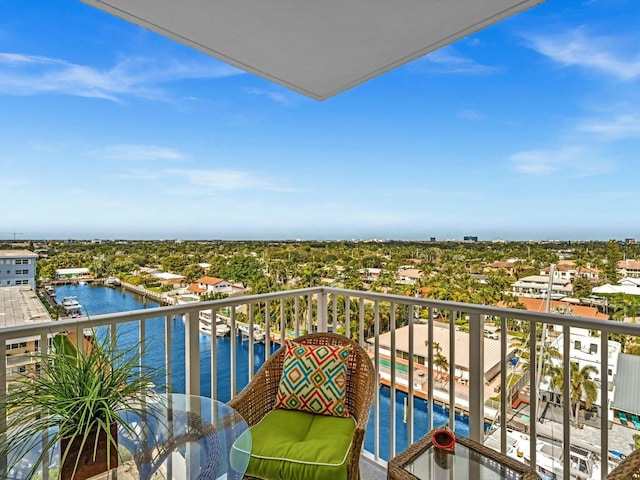 balcony with a water view