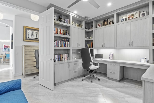 home office featuring built in desk