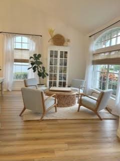 sitting room featuring light hardwood / wood-style flooring