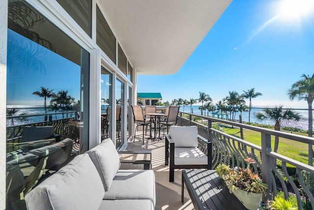 balcony with a water view