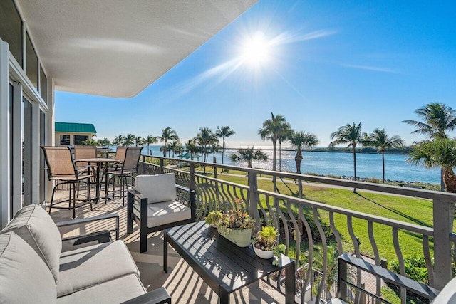 balcony with a water view